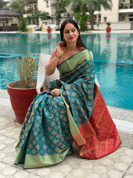 Reena Dwivedi In Patola Silk Saree. Available In 8 Colours.