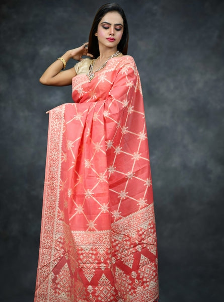 Megha Rathod In Banarsi Blended Cotton Silk Saree. Available In 3 Colours.