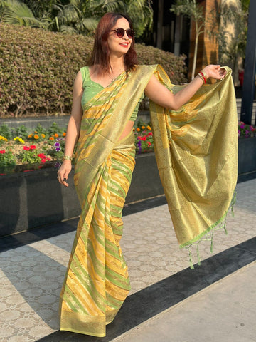 Reena Dwivedi In Banarsi Silk Saree. Available in 6 colours.