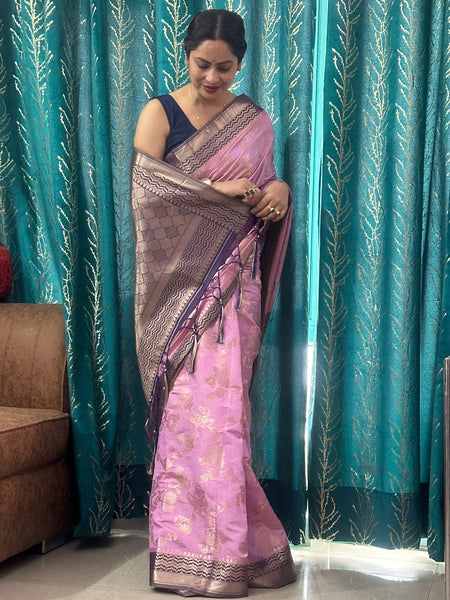 Reena Dwivedi In Banarsi Silk Saree. Available In 6 Colours.