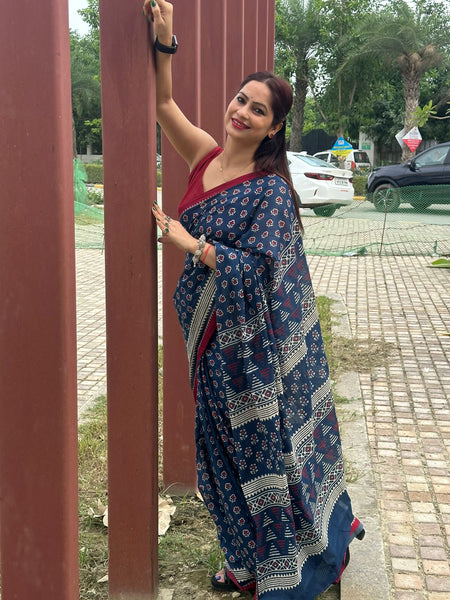Reena Dwivedi In Ajrakh Cotton Saree