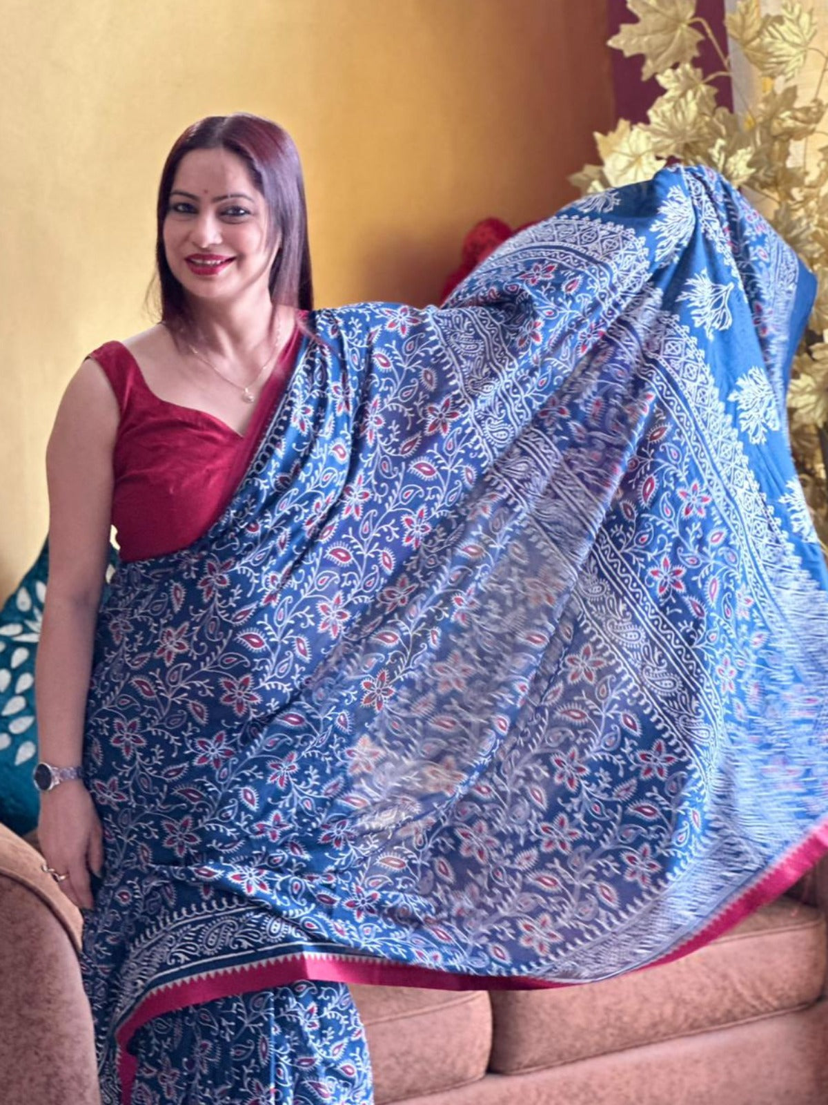 Reena Dwivedi In Ajrakh Cotton Saree