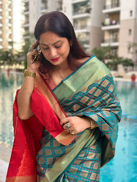 Reena Dwivedi In Patola Silk Saree. Available In 8 Colours.
