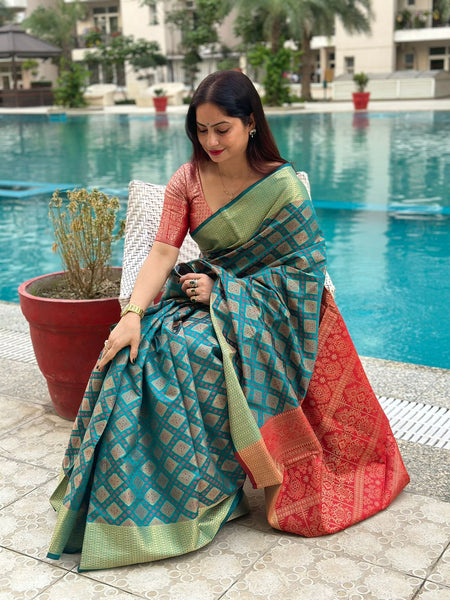 Reena Dwivedi In Patola Silk Saree. Available In 8 Colours.