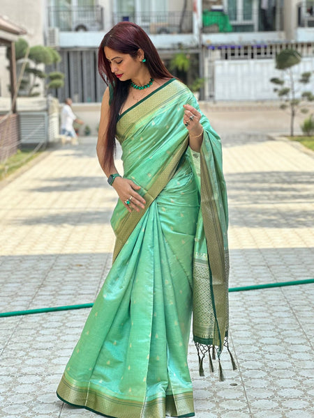 Reena Dwivedi In Banarsi Silk Saree. Available In 5 Colours.