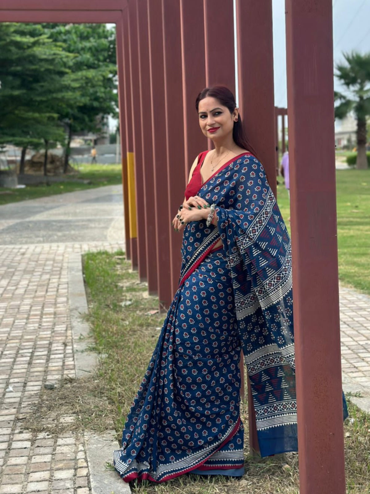 Reena Dwivedi In Ajrakh Cotton Saree