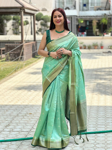 Reena Dwivedi In Banarsi Silk Saree. Available In 5 Colours.