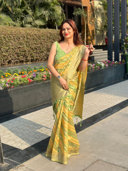 Reena Dwivedi In Banarsi Silk Saree. Available in 6 colours.