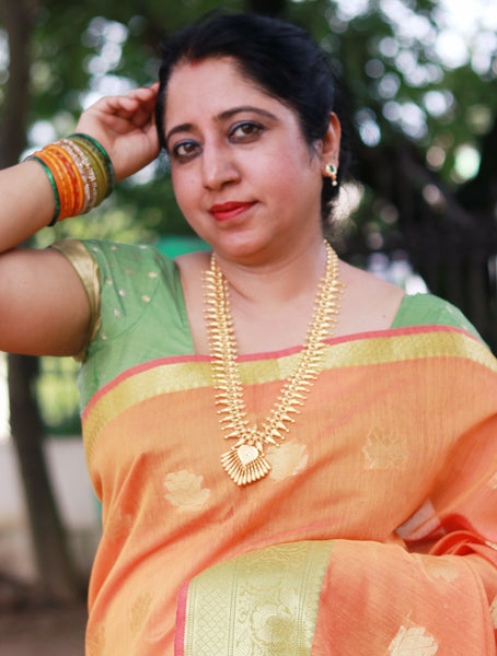 Ramya Pathak In Designer Linen Saree With Zari Pallu