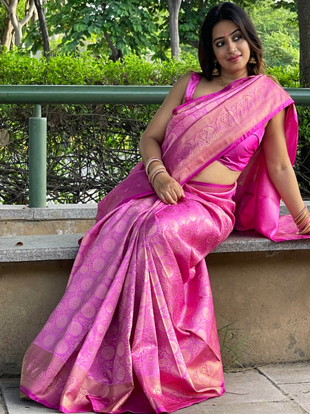 Megha Rathod In Kanjivaram Silk Designer Saree. Available In 5 Colours.