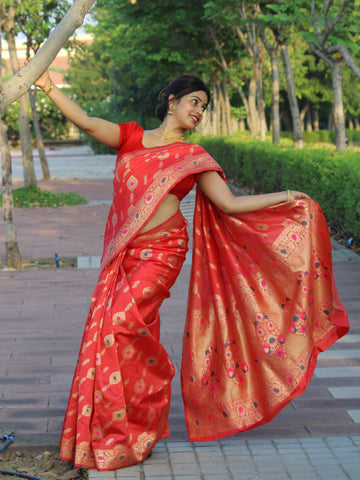 Megha Rathod In Yellow Meenakari Zari Banarsi Silk Saree. Available In 5 Colours.