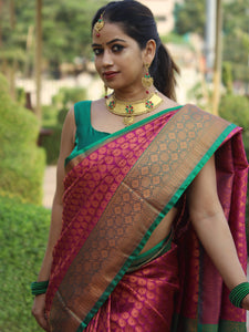 Megha Rathod In Kanjivaram Silk Saree. Available In 2 Colours.