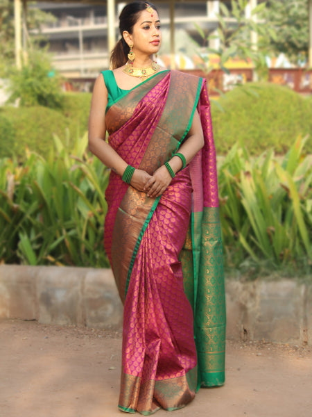 Megha Rathod In Kanjivaram Silk Saree. Available In 2 Colours.