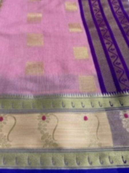 Reena Dwivedi In Chanderi Cotton Silk Golden Zari Designer Sari. Available In 3 Colours.