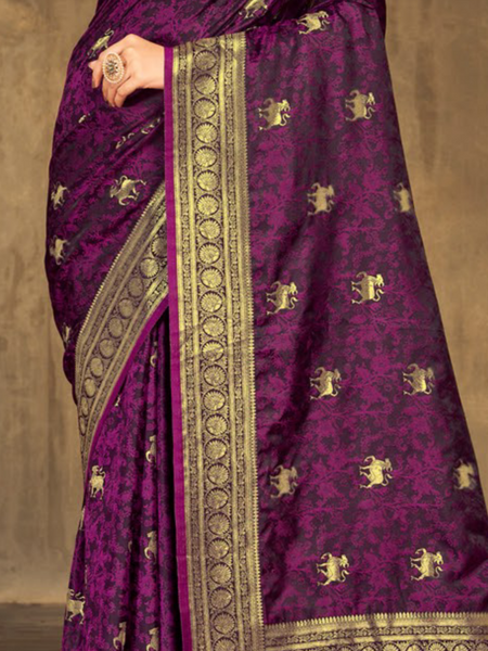 Reena Dwivedi In Banarsi Silk Designer Saree. Available In 4 Colours.