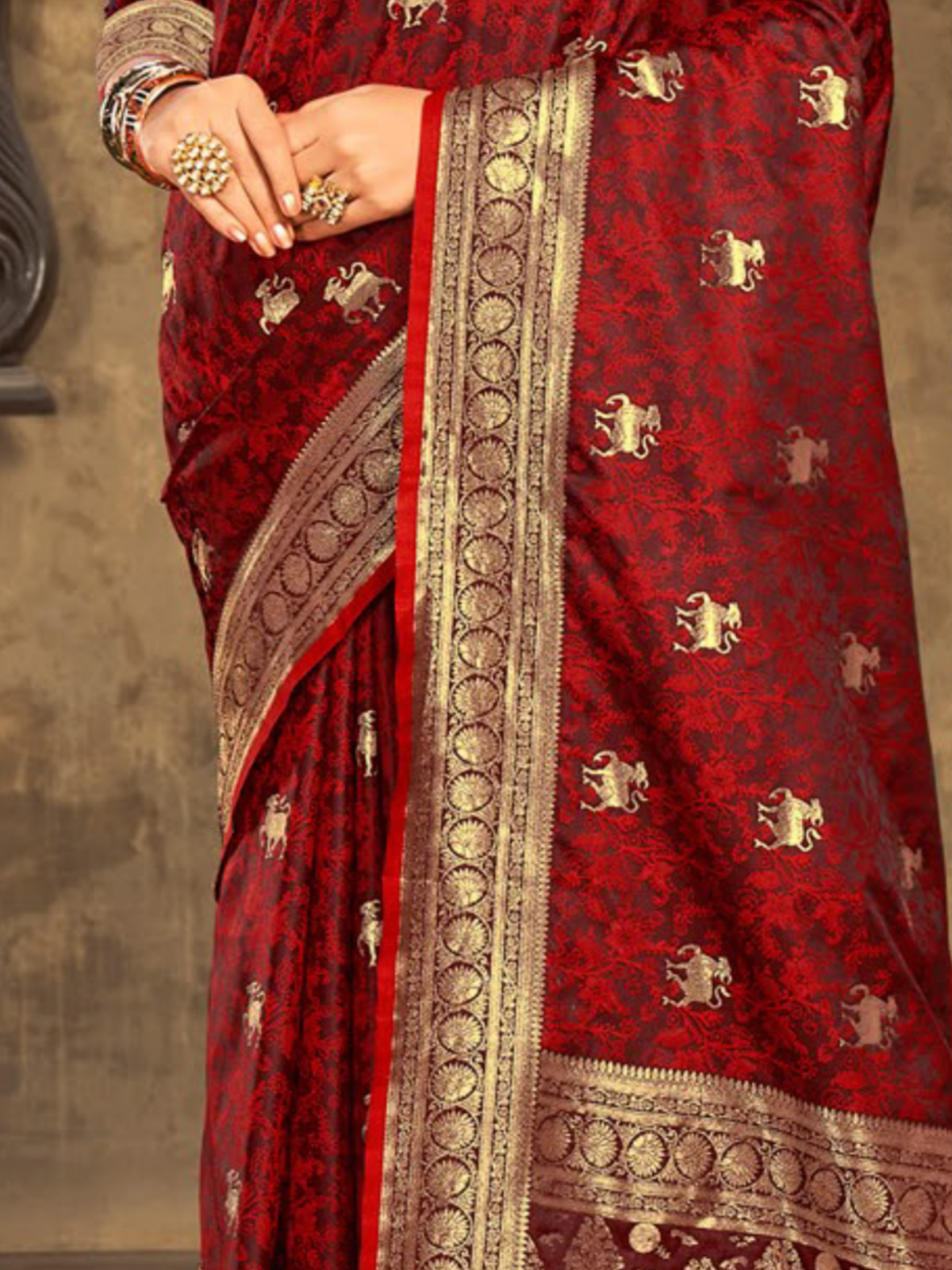 Reena Dwivedi In Banarsi Silk Designer Saree. Available In 4 Colours.