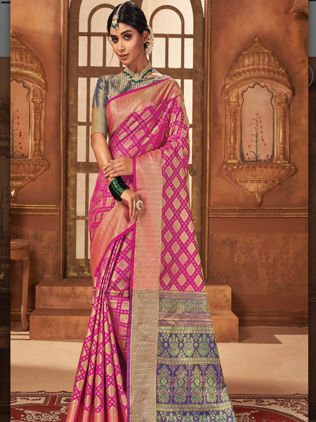 Reena Dwivedi In Patola Silk Saree. Available In 8 Colours.