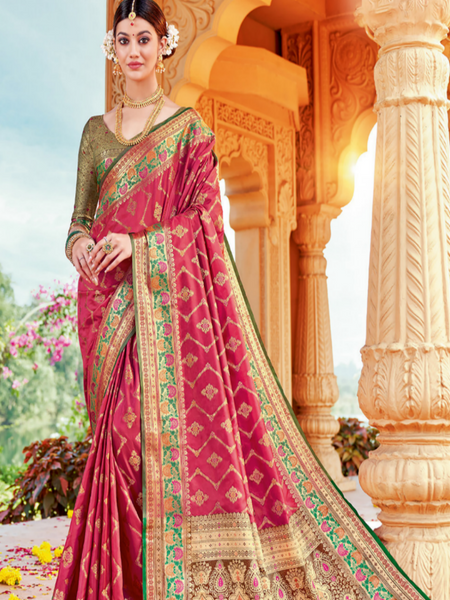 Reena Dwivedi In Banarsi Silk Saree. Available In 6 Colours