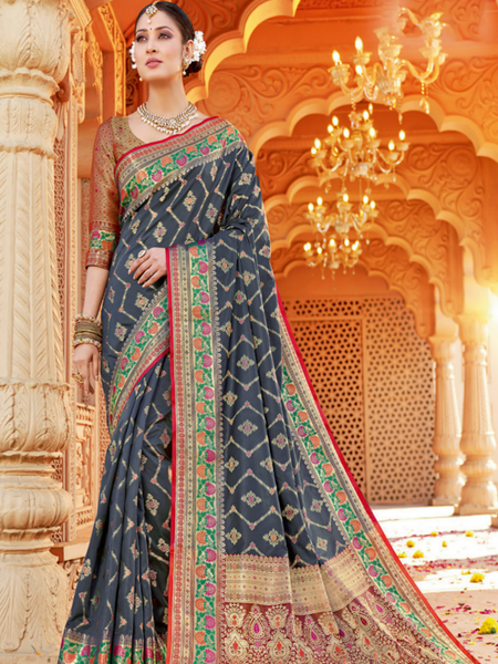 Reena Dwivedi In Banarsi Silk Saree. Available In 6 Colours