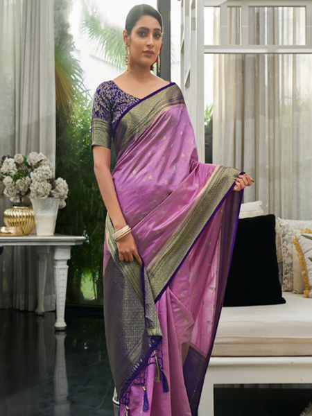 Reena Dwivedi In Banarsi Silk Saree. Available In 5 Colours.