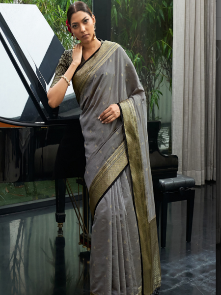 Reena Dwivedi In Banarsi Silk Saree. Available In 5 Colours.