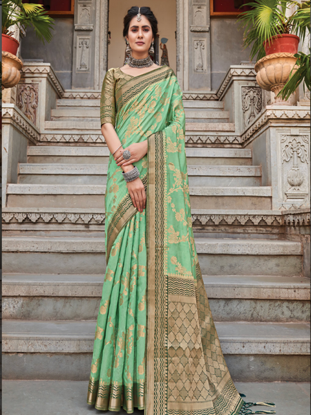 Reena Dwivedi In Banarsi Silk Saree. Available In 6 Colours.