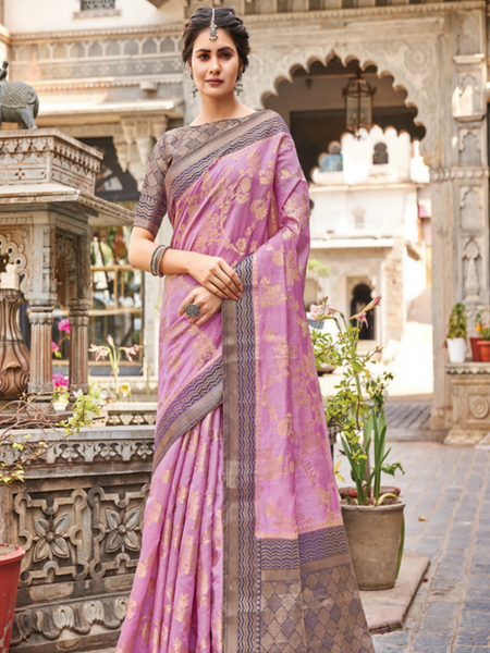 Reena Dwivedi In Banarsi Silk Saree. Available In 6 Colours.