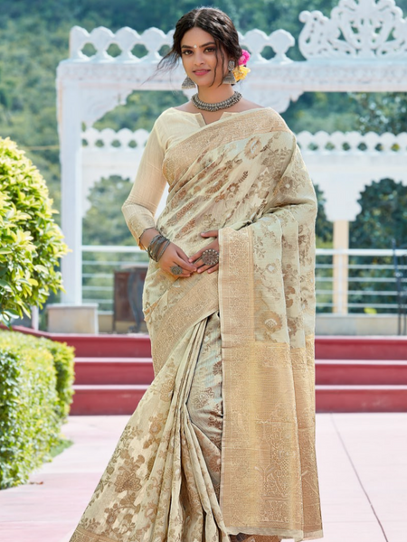 Reena Dwivedi In Banarsi Cotton Silk Saree. Available In 6 Colours.
