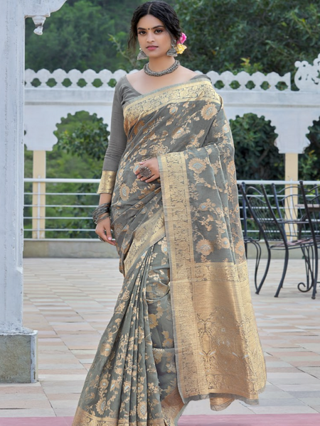 Reena Dwivedi In Banarsi Cotton Silk Saree. Available In 6 Colours.