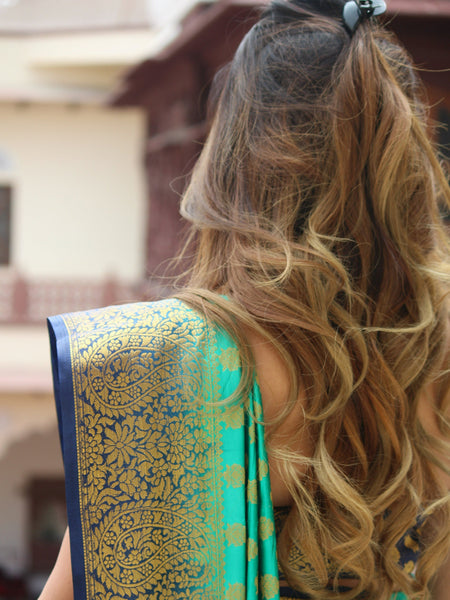 Megha Rathod In Banarsi Silk Saree. Available In 7 Colours