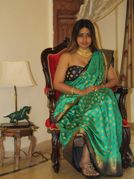 Megha Rathod In Banarsi Silk Saree. Available In 7 Colours