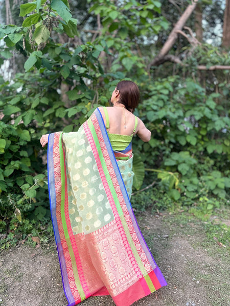 Naveena Kapoor In Kota Doria Saree. Available In 2 Colours.