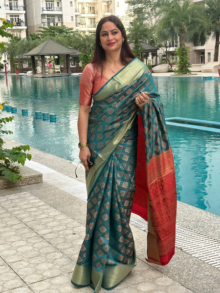 Reena Dwivedi In Patola Silk Saree. Available In 8 Colours.