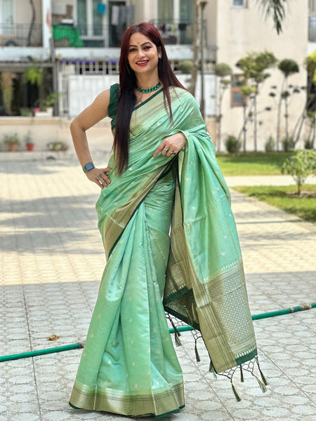 Reena Dwivedi In Banarsi Silk Saree. Available In 5 Colours.