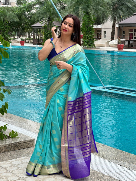 Reena Dwivedi In Chanderi Cotton Silk Golden Zari Designer Sari. Available In 3 Colours.