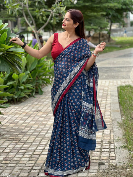 Reena Dwivedi In Ajrakh Cotton Saree