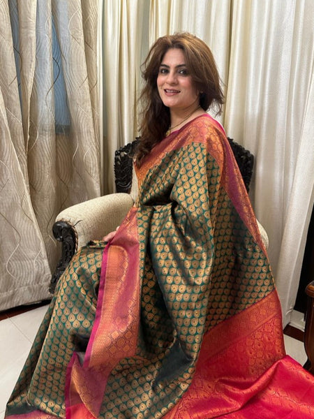 Naveena Kapoor In Kanjivaram Silk Saree. Available In 3 Colours