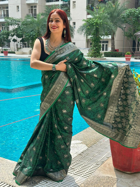 Reena Dwivedi In Banarsi Silk Designer Saree. Available In 4 Colours.