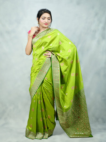 Bhawna Verma In Banarsi Dupion Silk Gota Patti Saree With Matching Pallu. Available in 2 colours.