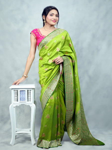 Bhawna Verma In Banarsi Dupion Silk Gota Patti Saree With Matching Pallu. Available in 2 colours.
