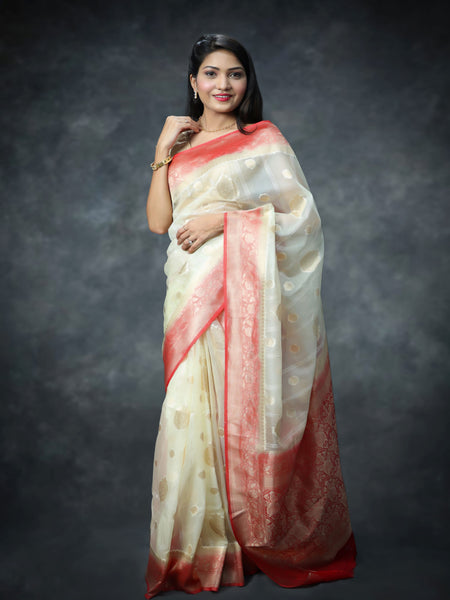 Reena Dwivedi In Banarsi Kora Silk With Contrast . Available In 3 Colours.