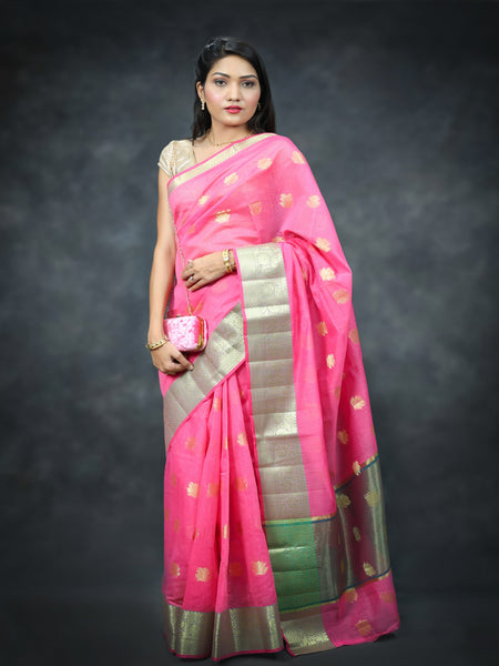 Designer Linen Saree With Zari Pallu. Available in 5 colours.