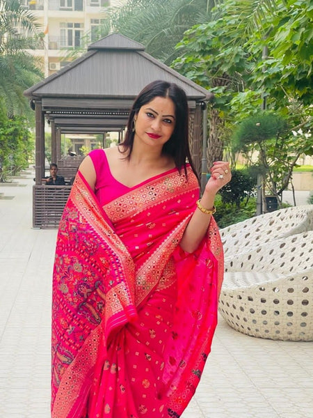 Reena Dwivedi In Banarsi Silk Saree. Available In 6 Colours.