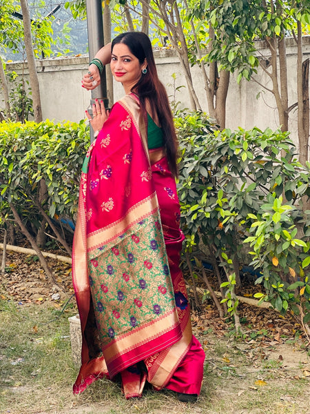 Reena Dwivedi In Banarsi Silk Saree. Available In 6 Colours.