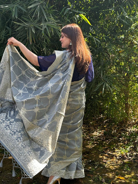 Naveena Kapoor In Banarsi Blended Cotton Silk Saree. Available In 4 Colours