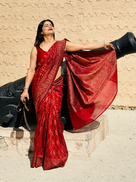 Reena Dwivedi In Chanderi Cotton Silk Saree. Available In 3 Colours