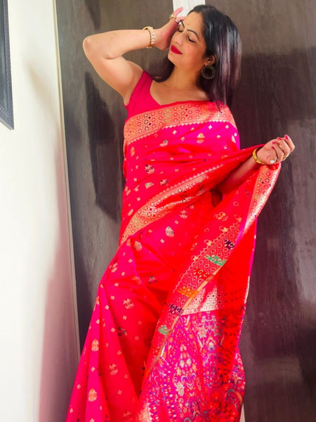 Reena Dwivedi In Banarsi Silk Saree. Available In 6 Colours.