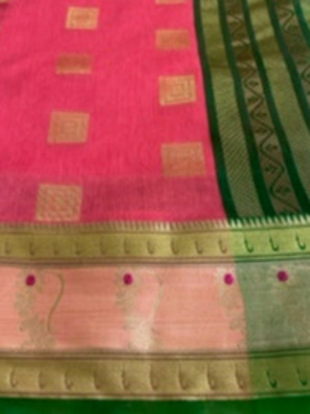 Megha Rathod In Chanderi Cotton Silk Golden Zari Designer Sari. Available In 5 Colours.