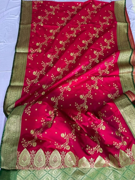 Reena Dwivedi In Handmade Designer Banarsi Silk Saree. Available In 5 Colours.