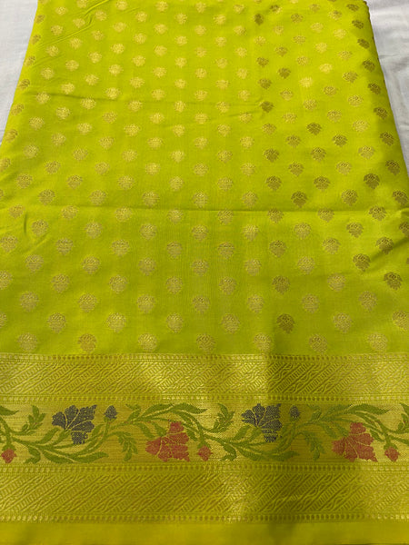 Bhawna Verma In Aquamarine Banarsi Silk Saree With Matching Pallu. Available in 2 colours.